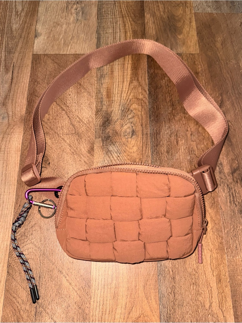 Woven Quilted Crossbody Bag in Rust